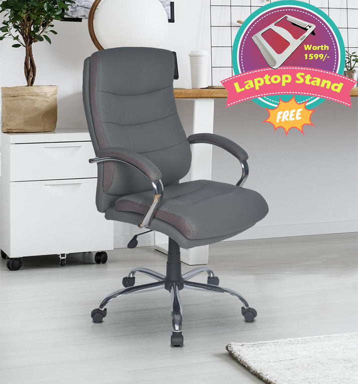 Nilkamal Neal High Back Office Chair (Grey) with Laptop Stand Complimentary | HOMEGENIC.