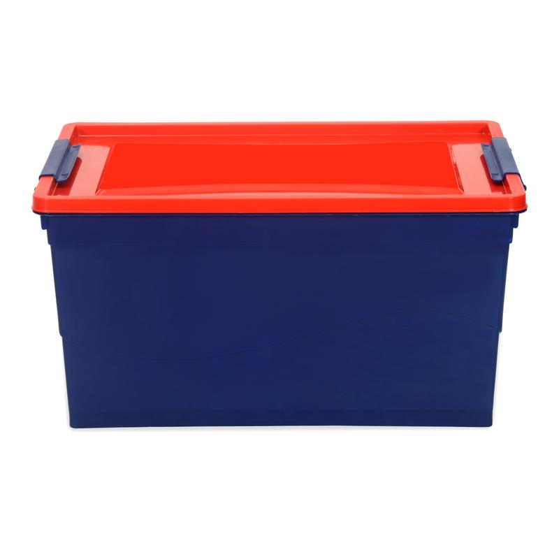 Nilkamal Stackable Storage Box 50 Ltr with Wheels (Blue & Red) | HOMEGENIC.