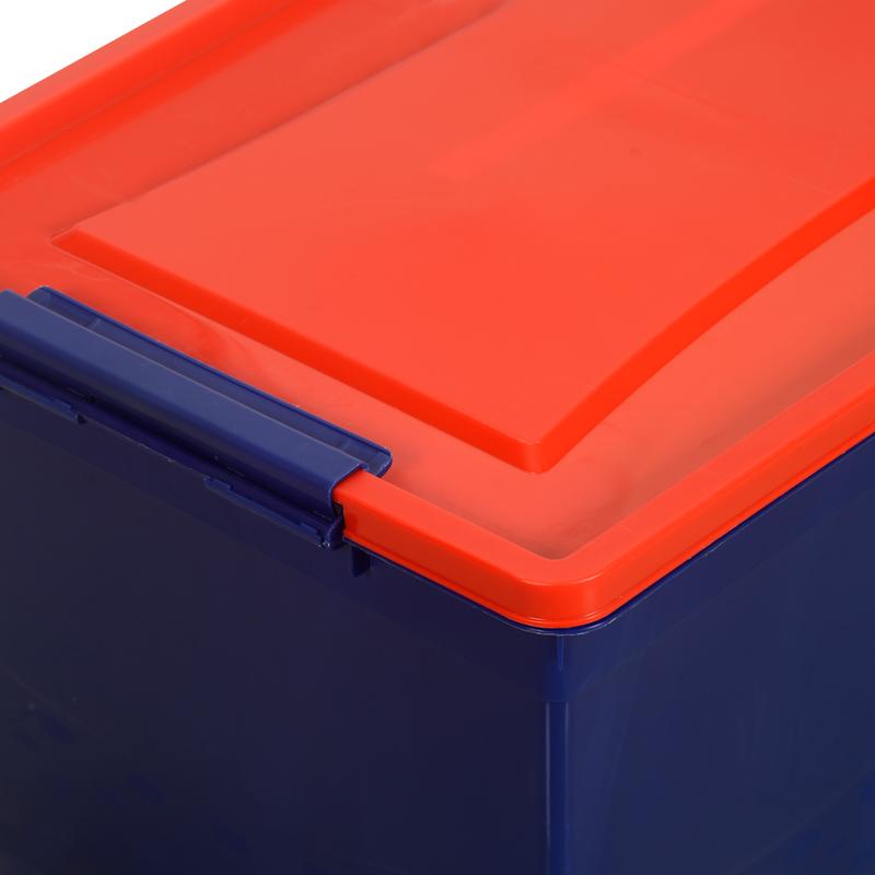 Nilkamal Stackable Storage Box 50 Ltr with Wheels (Blue & Red) | HOMEGENIC.