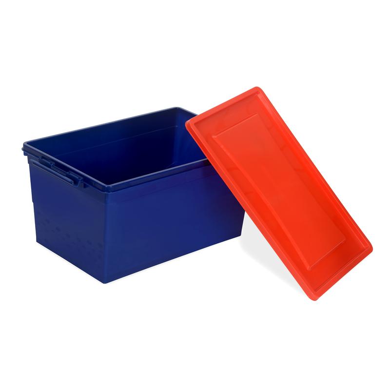 Nilkamal Stackable Storage Box 50 Ltr with Wheels (Blue & Red) | HOMEGENIC.