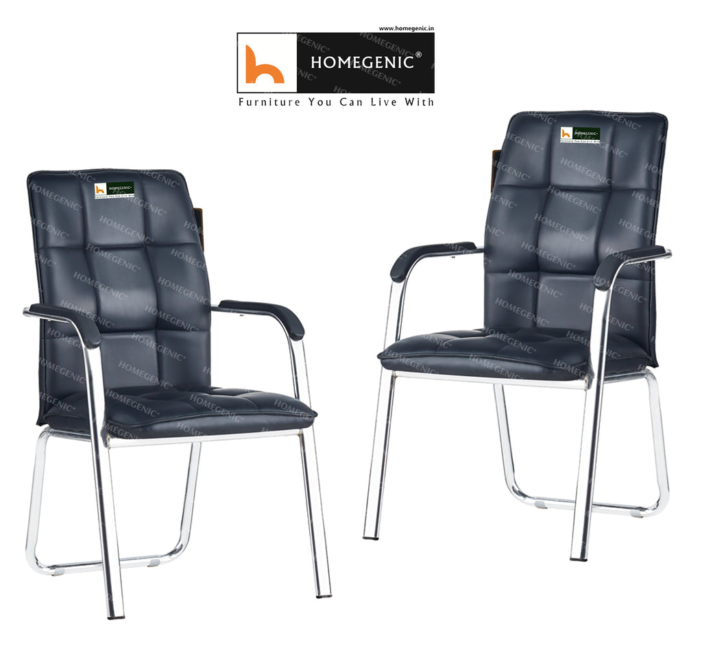 Homegenic Leatherette Office Visitor Chair (Two Plair Square) Black Color | HOMEGENIC.