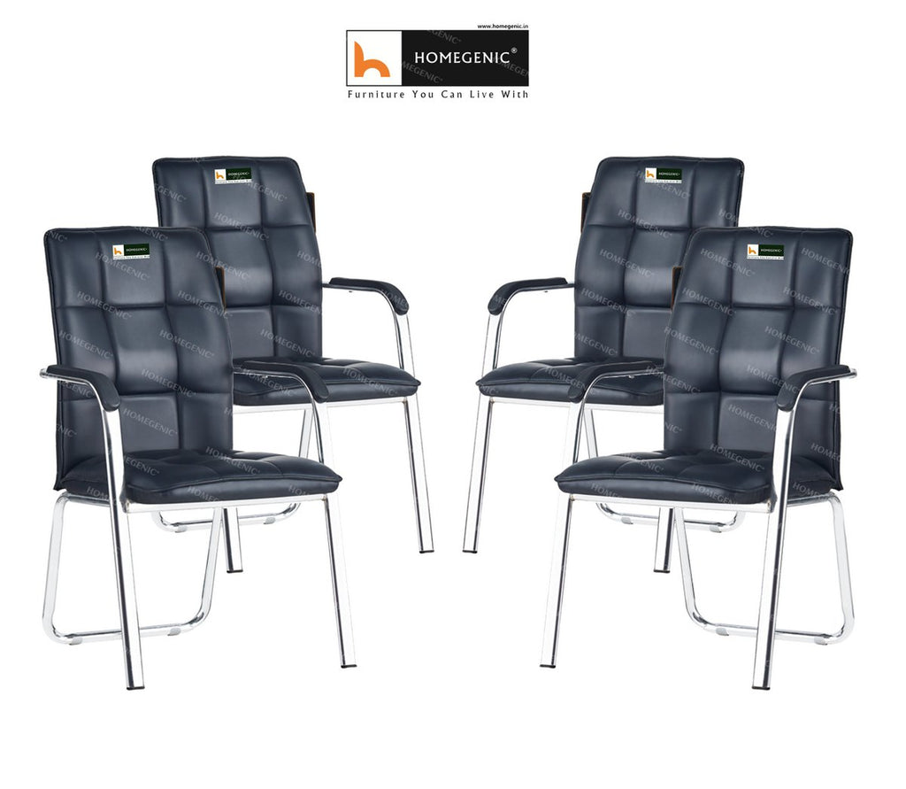 Homegenic Leatherette Office Visitor Chair (Two Plair Square) Black Color | HOMEGENIC.