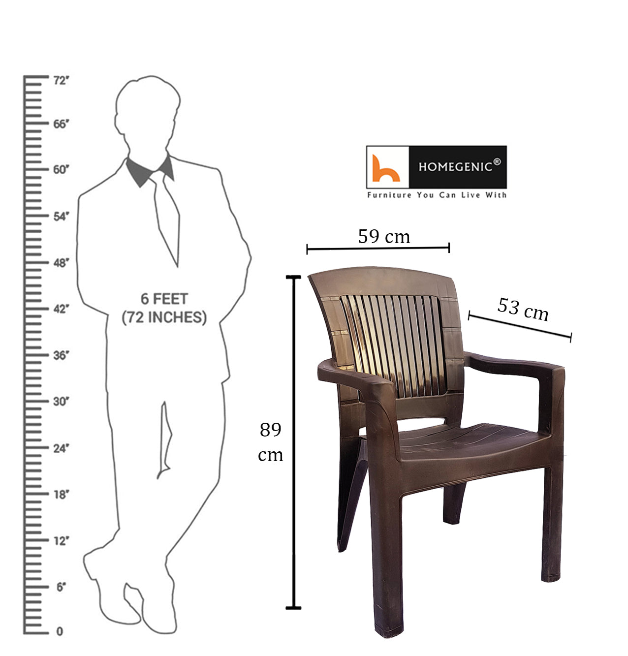 Choice Jaguar Plastic Chair (Weather Brown) Long Back Support | HOMEGENIC.