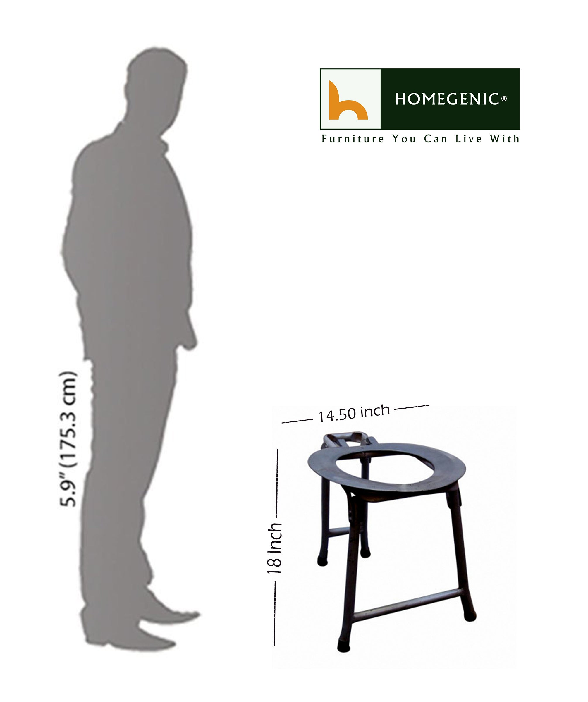 Folding Commode Chair for Adult & Patients (Silver or Black) | HOMEGENIC.