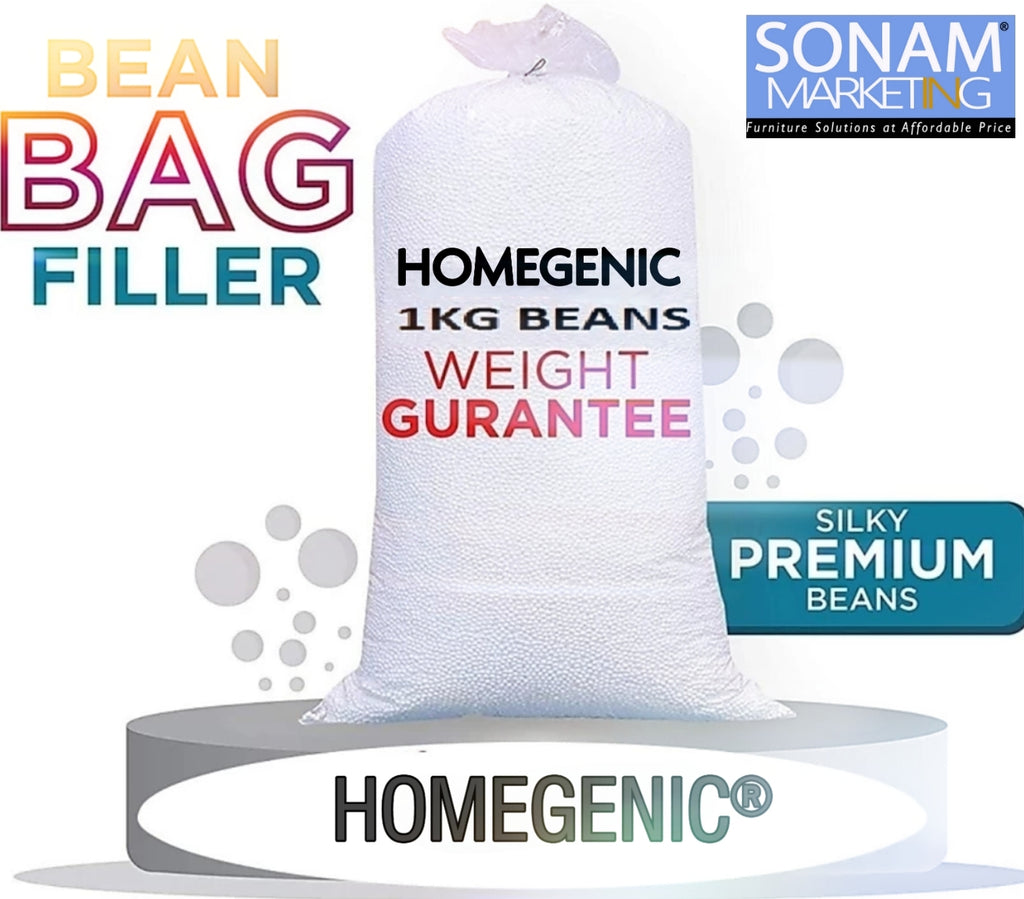 Homegenic Premium 1 Kg Beans for Bean Bag Filling - Sun White (1 kg Actual) | HOMEGENIC.