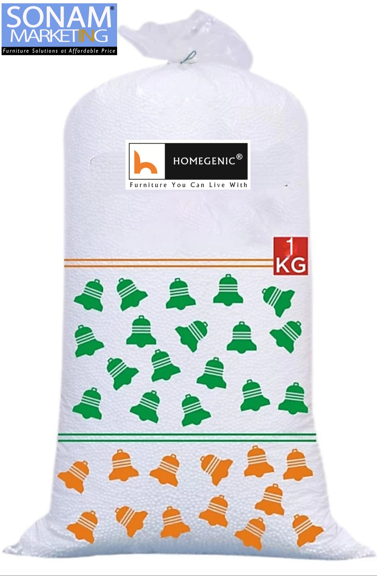 Homegenic Premium 1 Kg Beans for Bean Bag Filling - Sun White (1 kg Actual) | HOMEGENIC.
