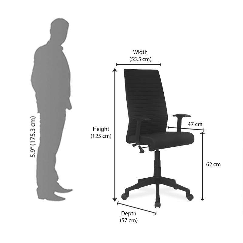Nilkamal Thames High Back Fabric Chair with Laptop Stand Complimentary | HOMEGENIC.
