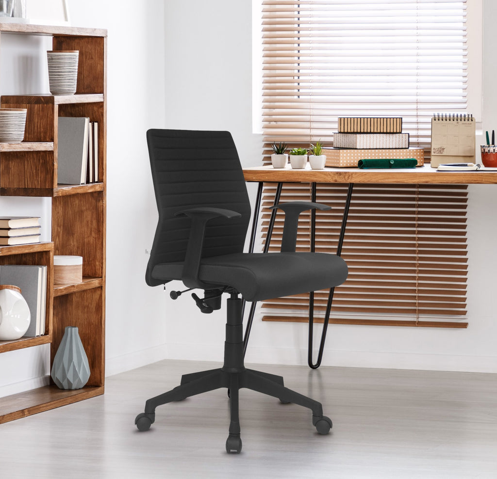 Nilkamal Thames Low Back Fabric Chair (Black) | HOMEGENIC.