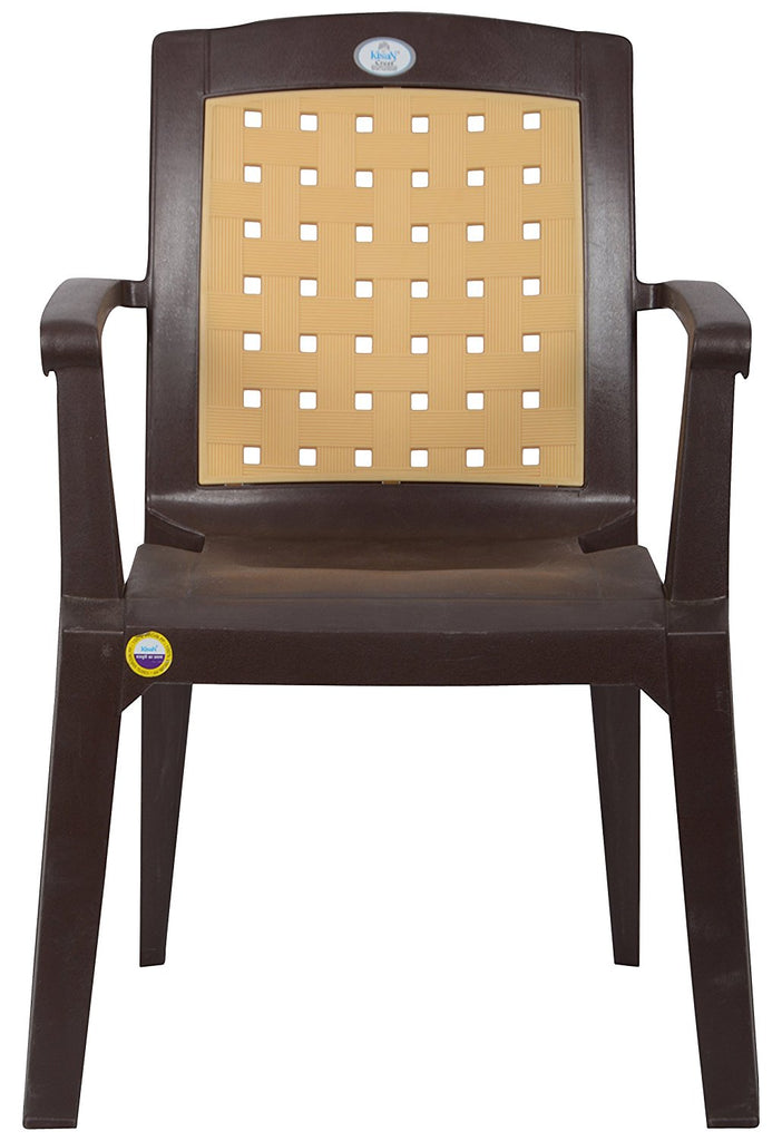 Nilkamal Rogue Coffee Table Set with Glass and 4 Vogue Chair (Weather Brown) | HOMEGENIC.