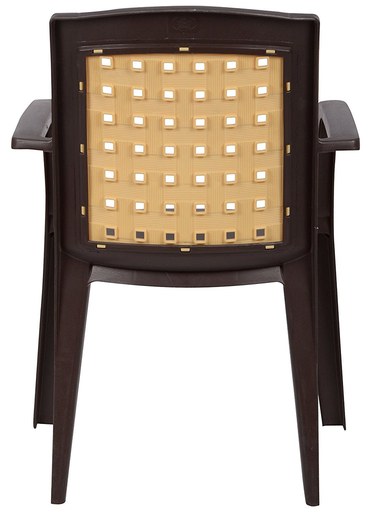 Nilkamal Rogue Coffee Table Set with Glass and 4 Vogue Chair (Weather Brown) | HOMEGENIC.