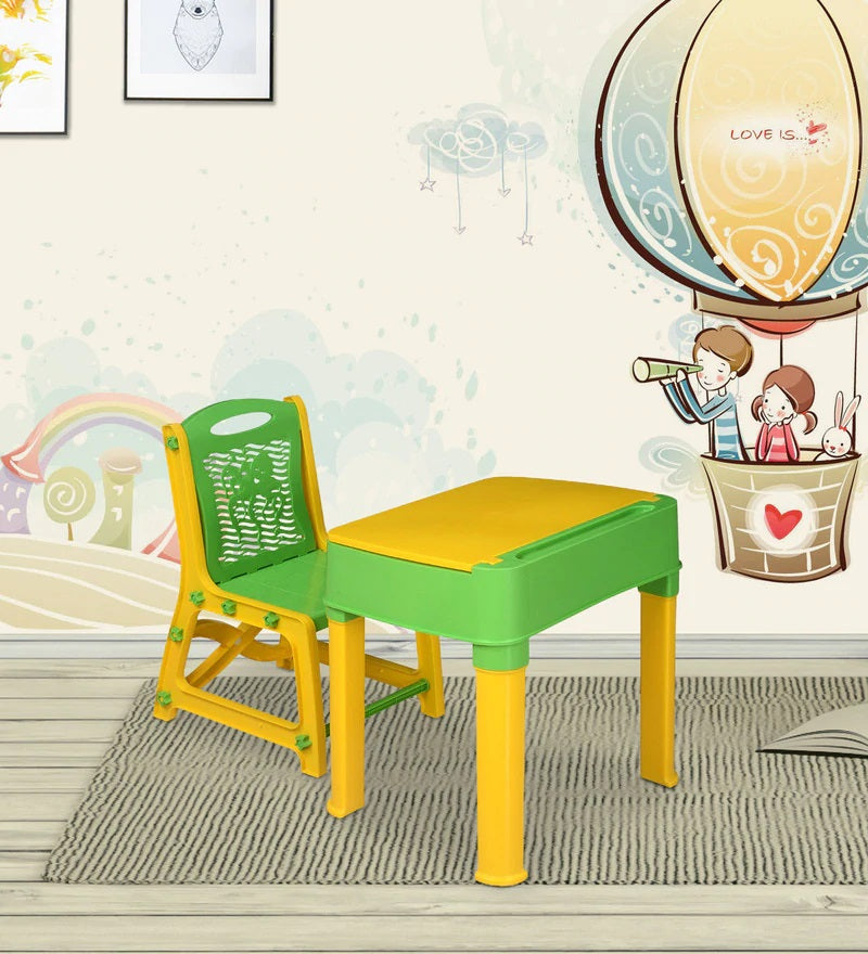 Nilkamal Apple Junior Study Table Set -Yellow And Green | HOMEGENIC.