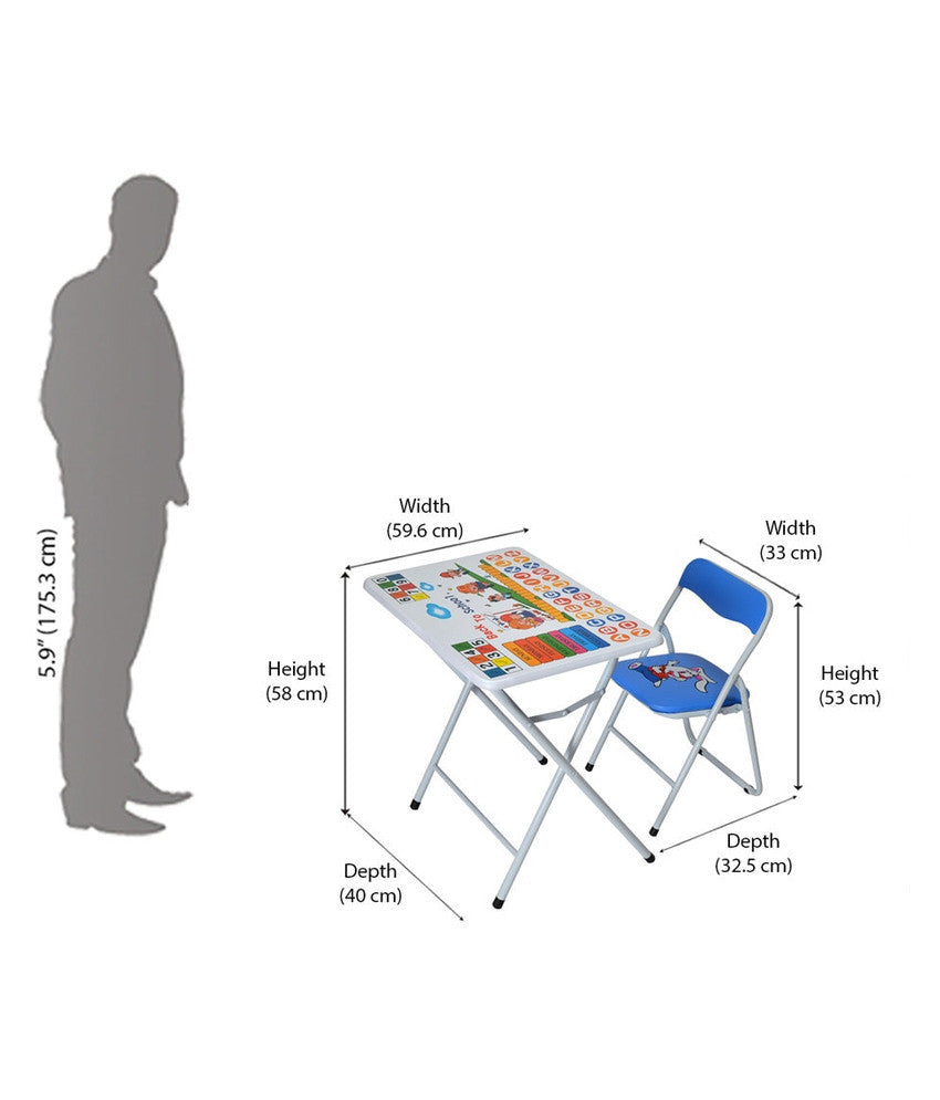 Nilkamal Joy Kids Study Table Set (White and Blue) | HOMEGENIC.