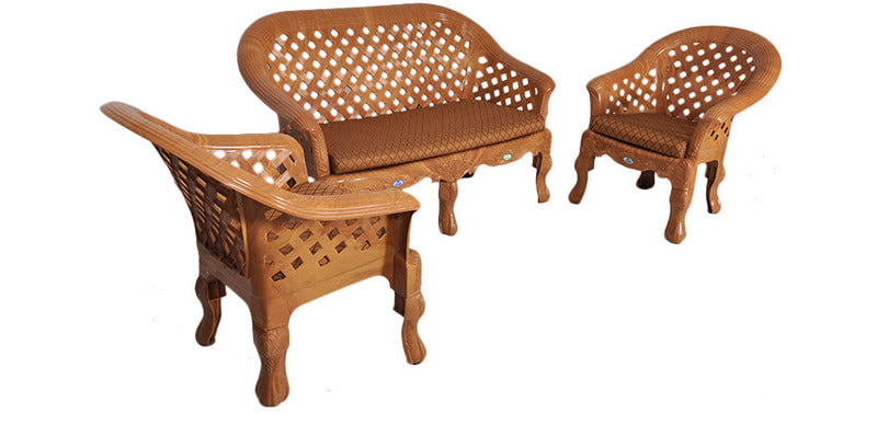Nilkamal Luxura Sofa Set with Cushions in Pearwood color (2+1+1) | HOMEGENIC.
