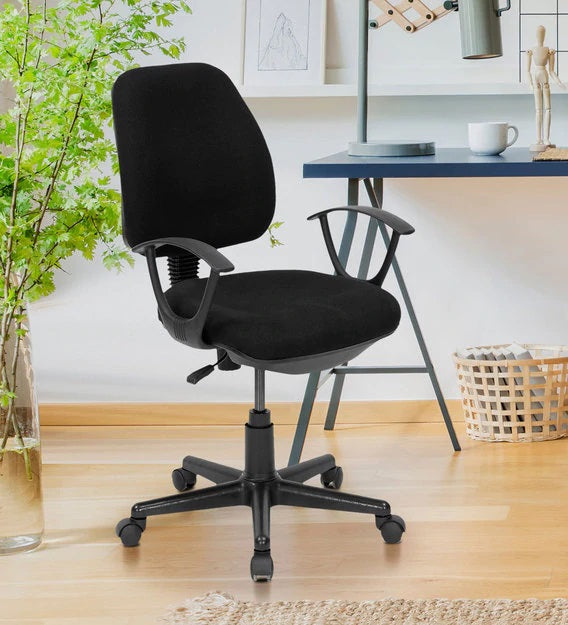 Nilkamal Mars Mid Back Ergonomic Fabric Chair (Black) | HOMEGENIC.