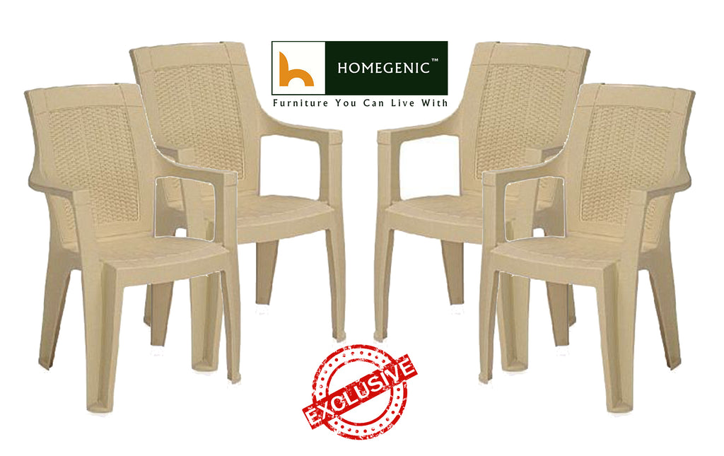 Nilkamal Mystique High Back Chair with Arm (Marble Beige) | HOMEGENIC.