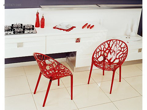 Nilkamal Crystal PC Chairs (Transparent Red) | HOMEGENIC.