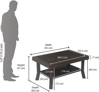 Nilkamal Rogue Coffee Table Set with 4 Passion Chairs (Weather Brown) | HOMEGENIC.