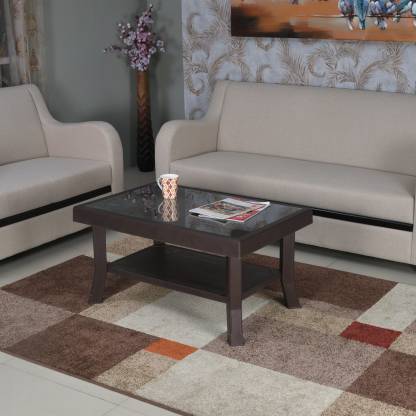 Nilkamal Rogue Coffee Table Set with 2 Mystique Chairs (Weather Brown) | HOMEGENIC.