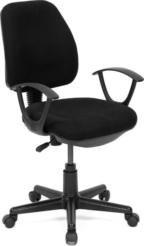 Nilkamal Mars Mid Back Ergonomic Fabric Chair (Black) | HOMEGENIC.