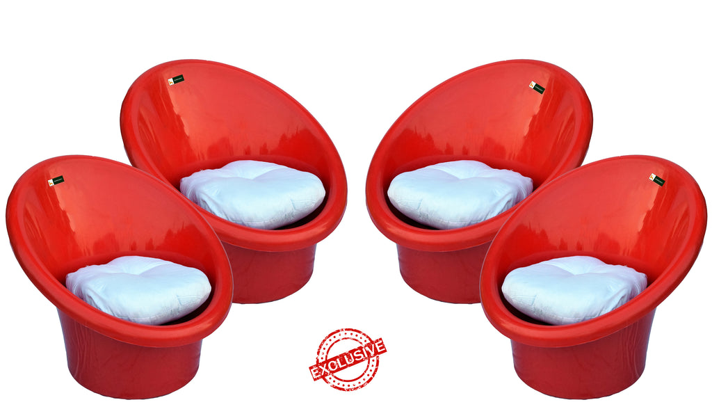Nilkamal Tub Chair with Cushion- Set of 4 Chairs | HOMEGENIC.
