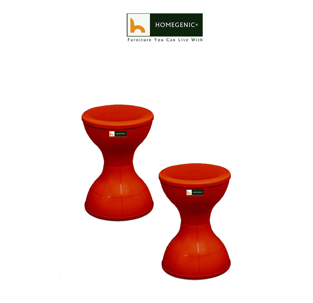 Nilkamal Plastic Stool Set of 02 (Red) | HOMEGENIC.