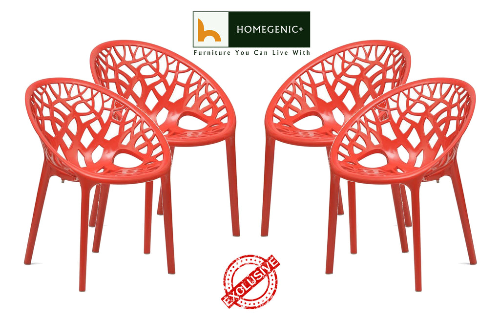 Nilkamal Crystal PP Chairs (Red Color) | HOMEGENIC.