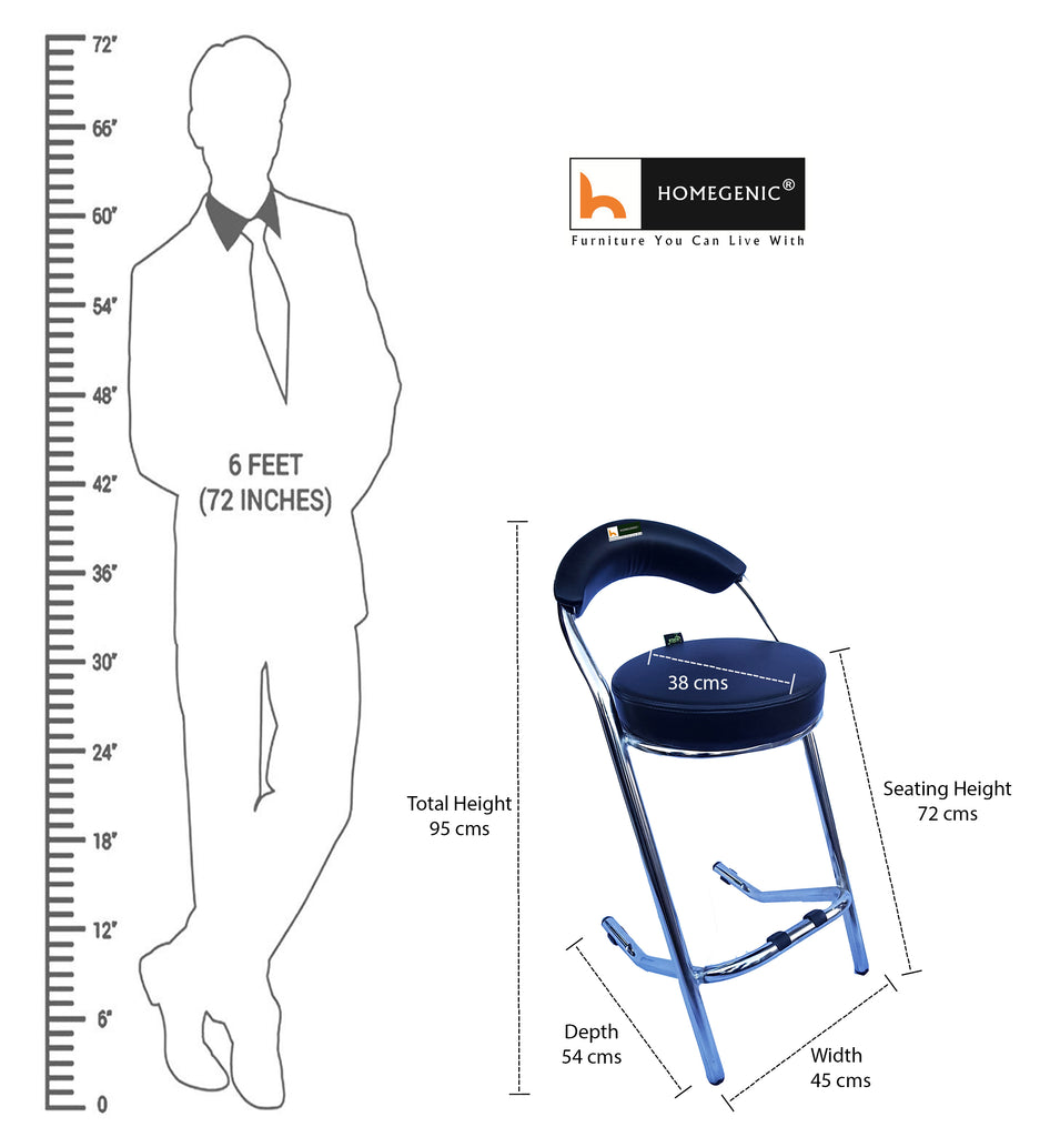 Homegenic Kross Bar Stool for Kitchen/Office/Bar (Seating Height 72 cms) In Black | HOMEGENIC.