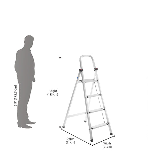 Nilkamal Splendid Standing Ladder (Silver) | HOMEGENIC.