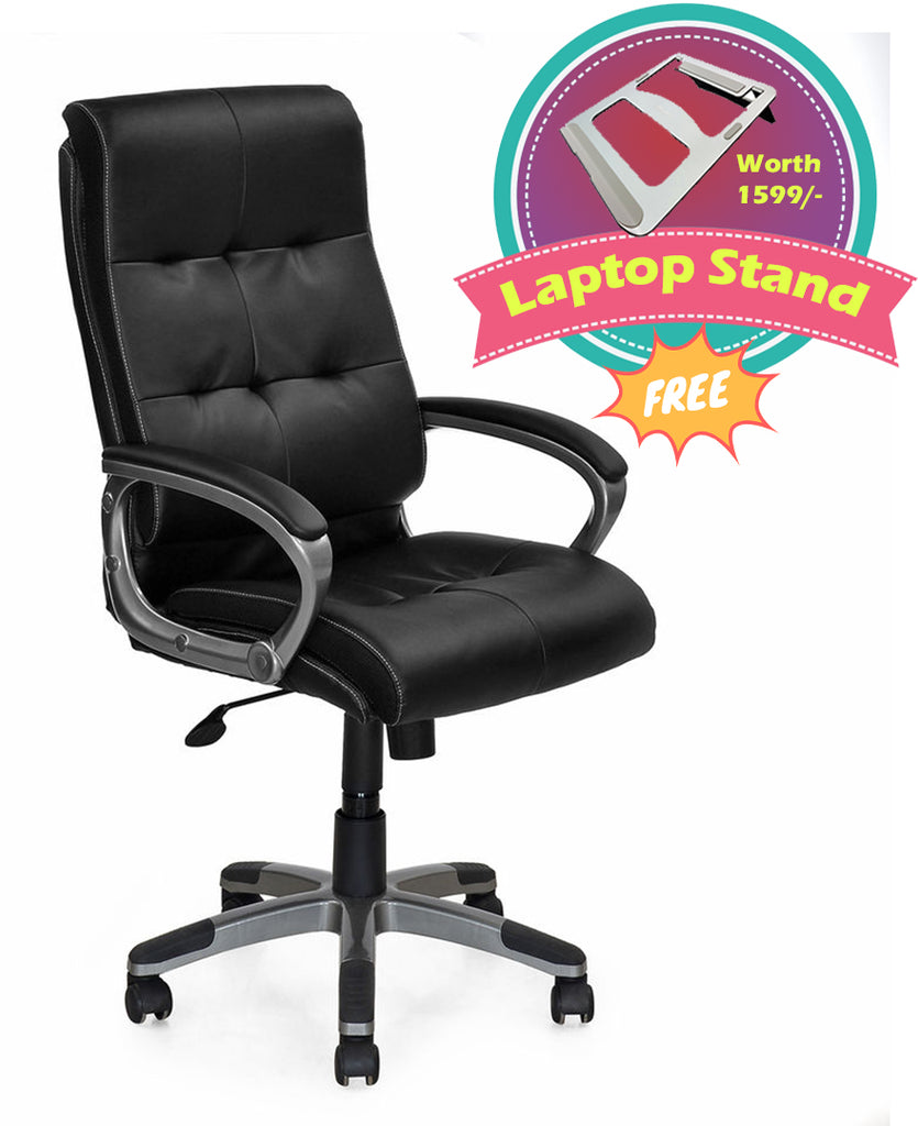 Nilkamal Veneto Office Chair (Black) with Laptop Stand Complimentary | HOMEGENIC.