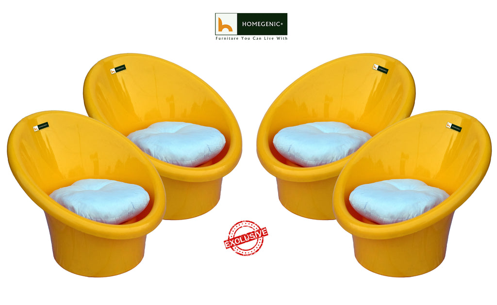 Nilkamal Tub Chair with Cushion- Set of 4 Chairs | HOMEGENIC.